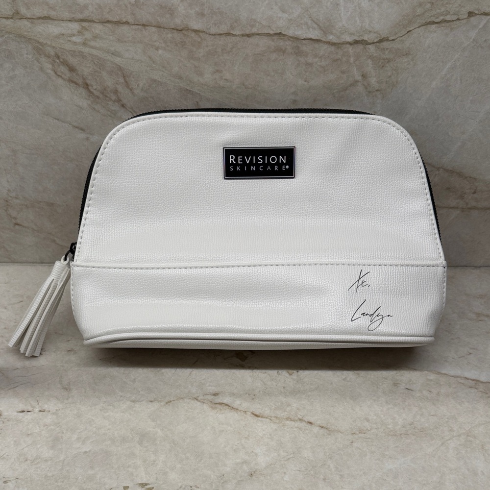 Revision Skincare White Cosmetic Bag with Landyn Hutchinson signature